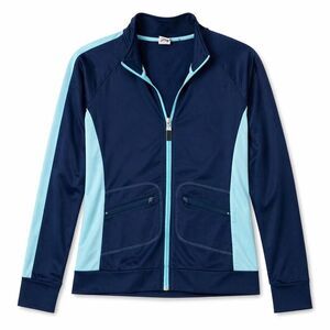 Alo CoolFit Zip Jacket Athleisure Navy Aqua Active Lightweight Women M